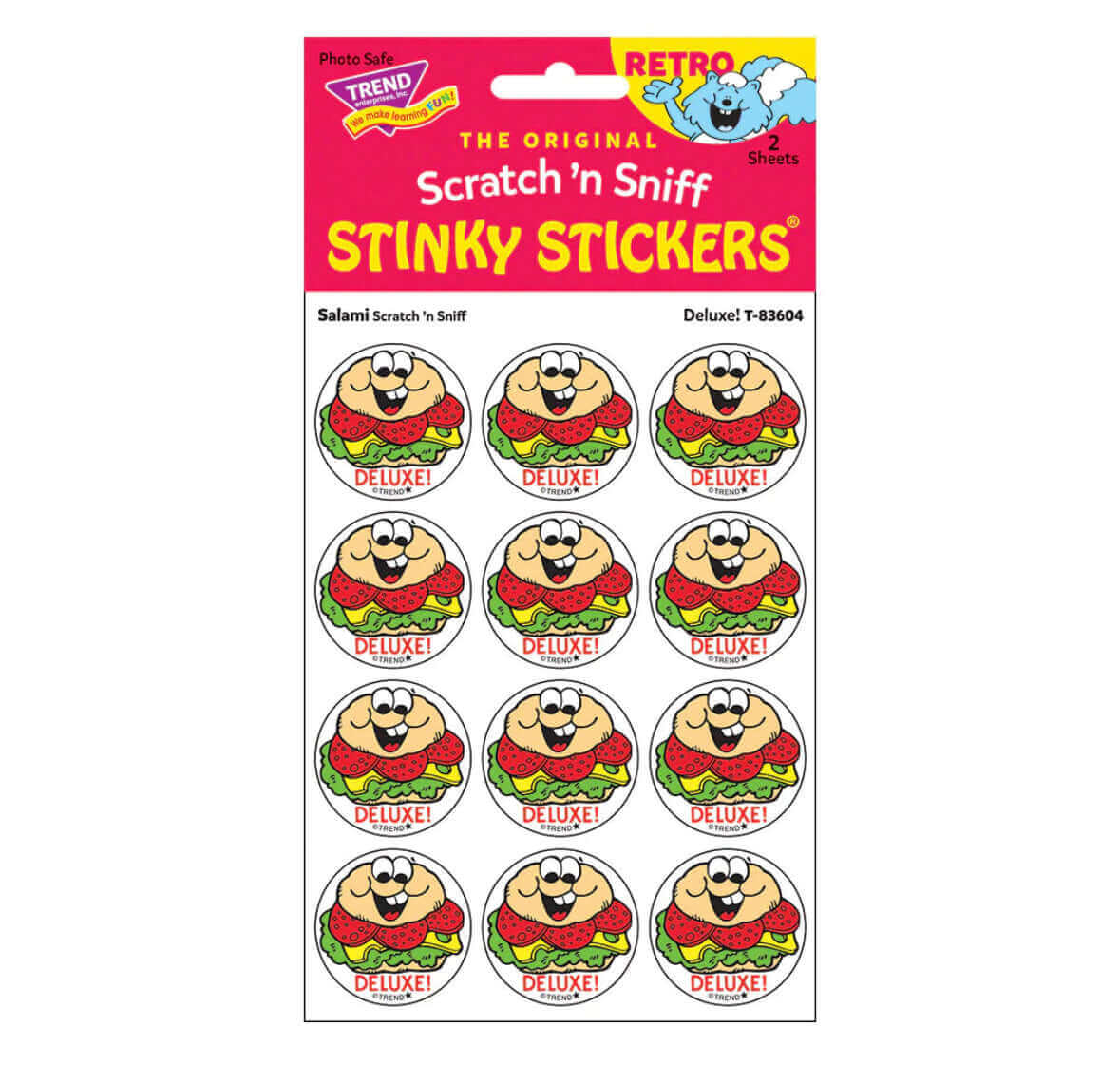 "Deluxe" Salami Retro Scratch 'n Sniff Stinky Stickers 24ct