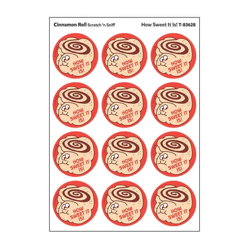 "How Sweet It Is" Cinnamon Roll Retro Scratch 'n Sniff Stinky Stickers 24ct