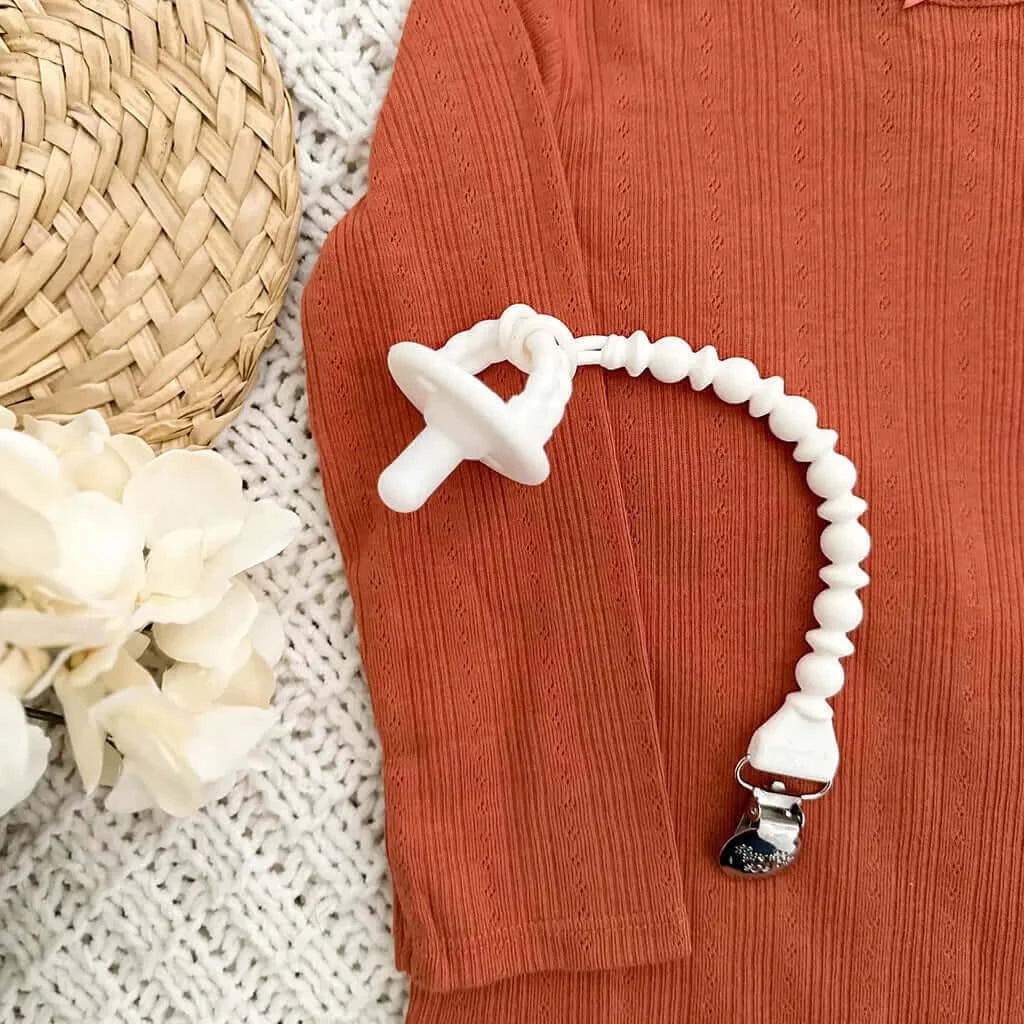 Sweetie Strap Silicone One-Piece Pacifier Clips - Buttercream Beaded, Itzy Ritzy, eco-friendly Baby, Mountain Kids Toys