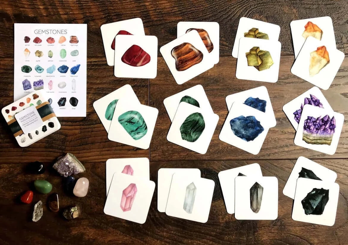 Gemstone Matching Game, Stephanie Hathaway Designs, eco-friendly Toys, Mountain Kids Toys