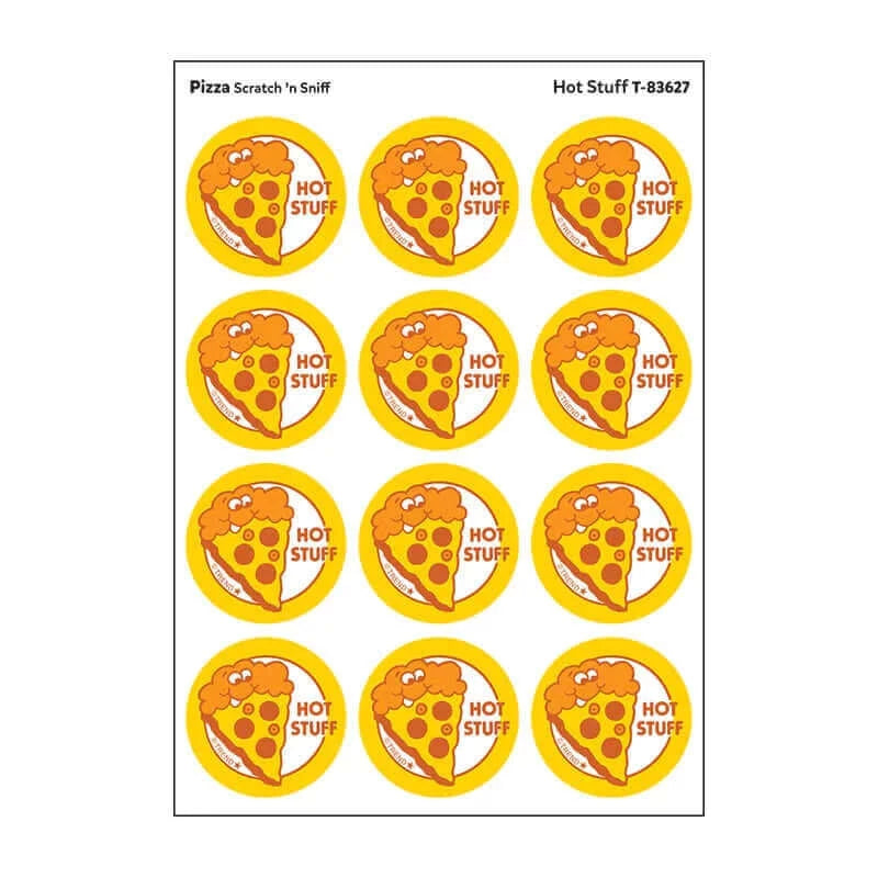 "Hot Stuff" Pizza Retro Scratch 'n Sniff Stinky Stickers 24ct