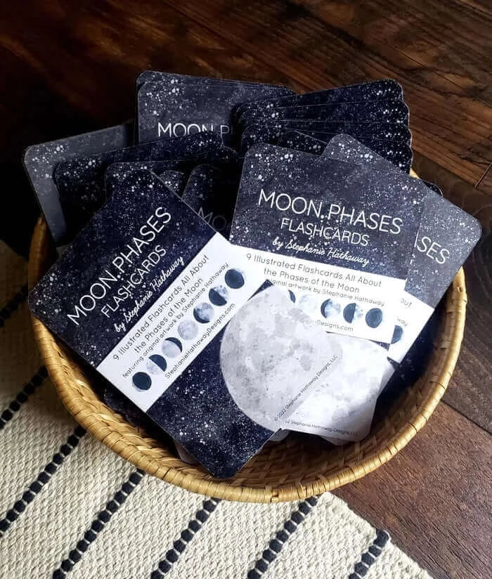 Moon Phases Flash Cards, Stephanie Hathaway Designs, eco-friendly Toys, Mountain Kids Toys