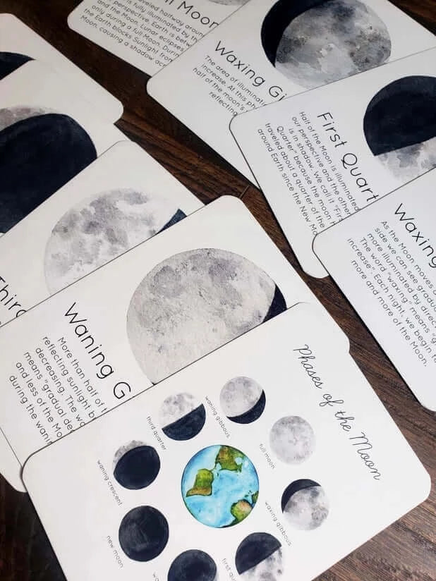 Moon Phases Flash Cards, Stephanie Hathaway Designs, eco-friendly Toys, Mountain Kids Toys