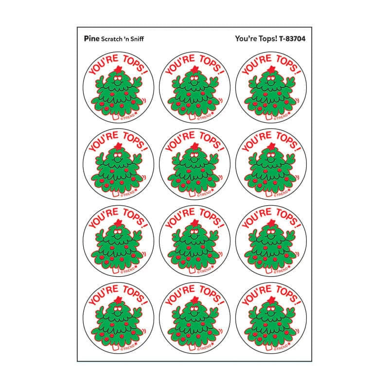 "You're Tops" Pine Retro Scratch 'n Sniff Stinky Stickers 24ct