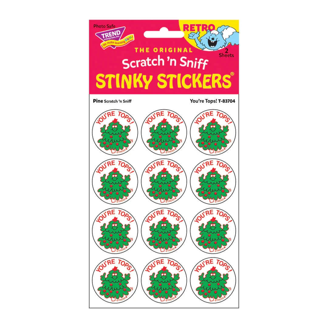 "You're Tops" Pine Retro Scratch 'n Sniff Stinky Stickers 24ct