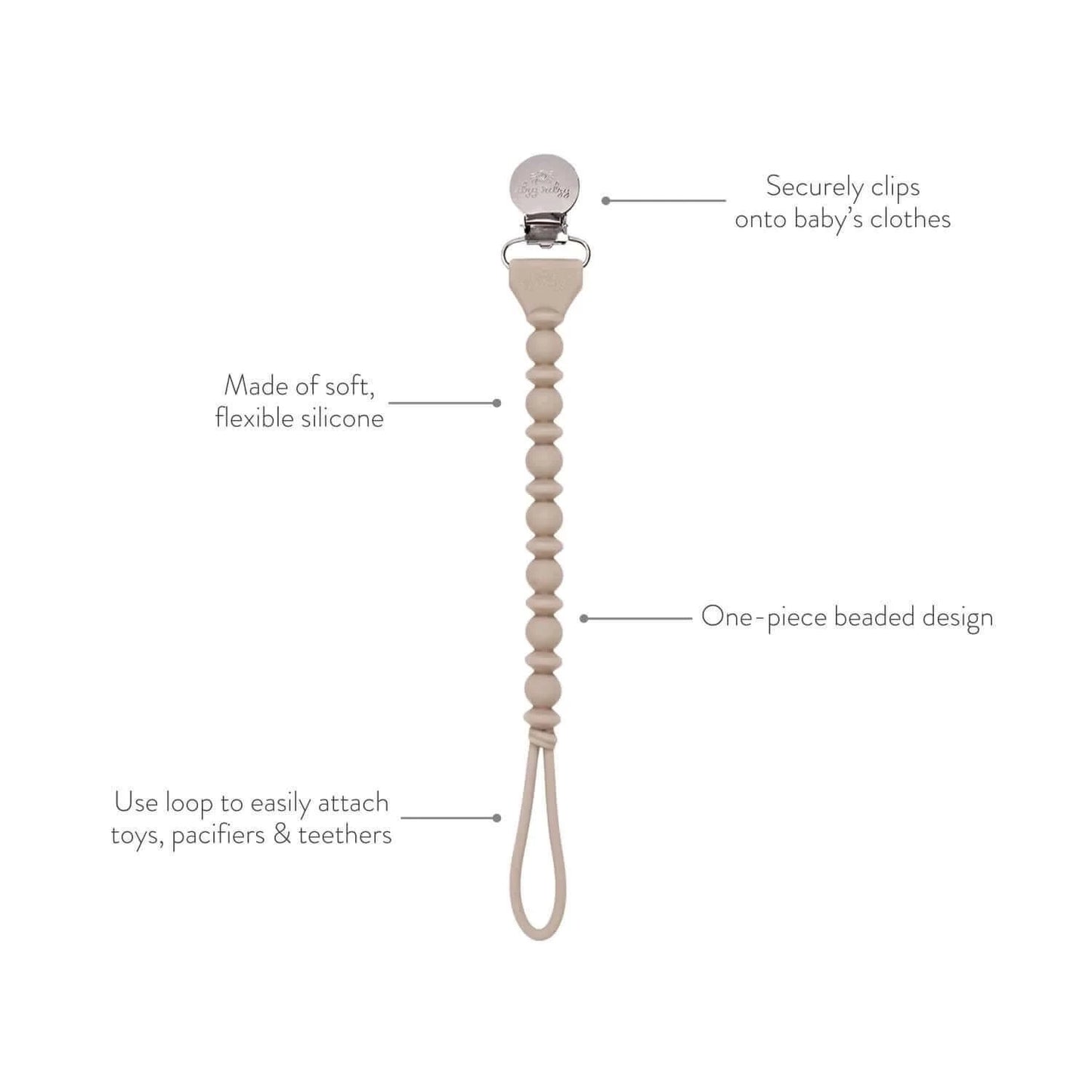 Sweetie Strap Silicone One-Piece Pacifier Clips - Lilac Beaded, Itzy Ritzy, eco-friendly Baby, Mountain Kids Toys