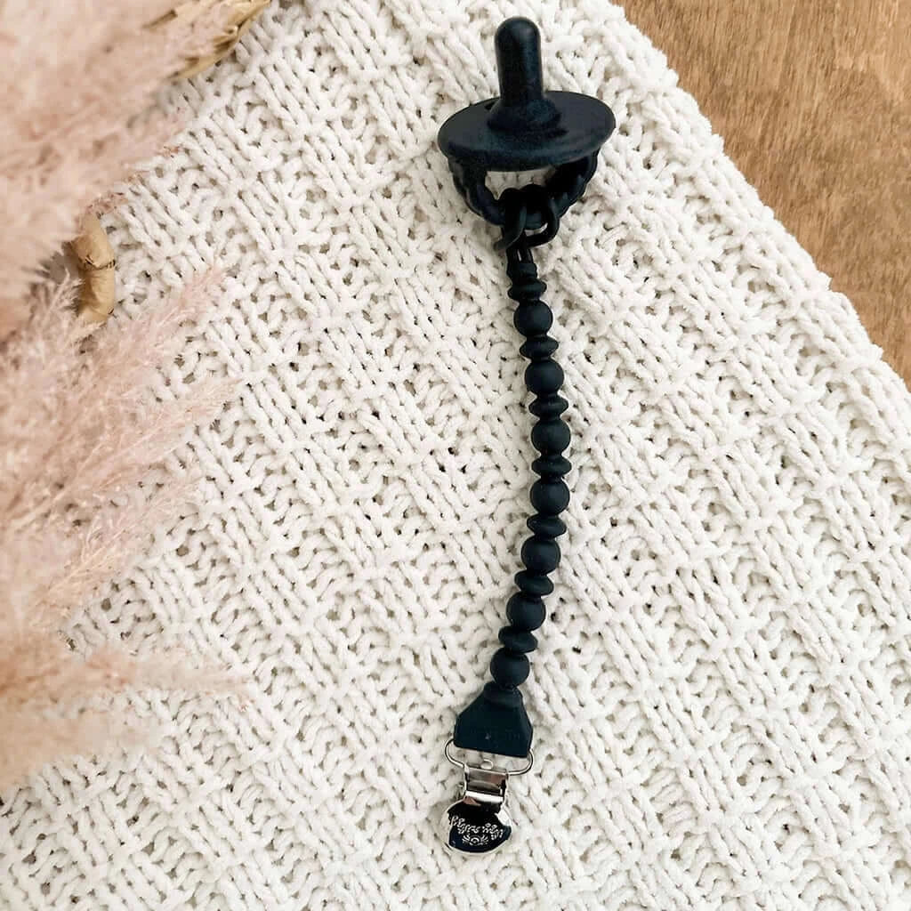 Sweetie Strap Silicone One-Piece Pacifier Clips - Midnight, Itzy Ritzy, eco-friendly Baby, Mountain Kids Toys