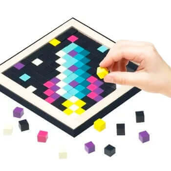 Wooden Pixel Space 250 pc, Cubika, eco-friendly Toys, Mountain Kids Toys