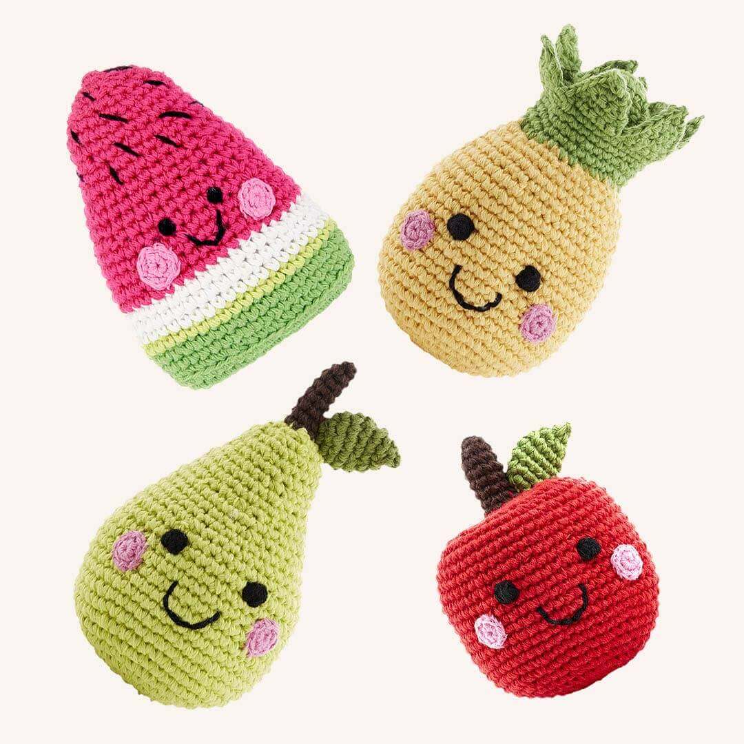 Friendly Fruit Rattles, Pebble, eco-friendly Toys, Mountain Kids Toys