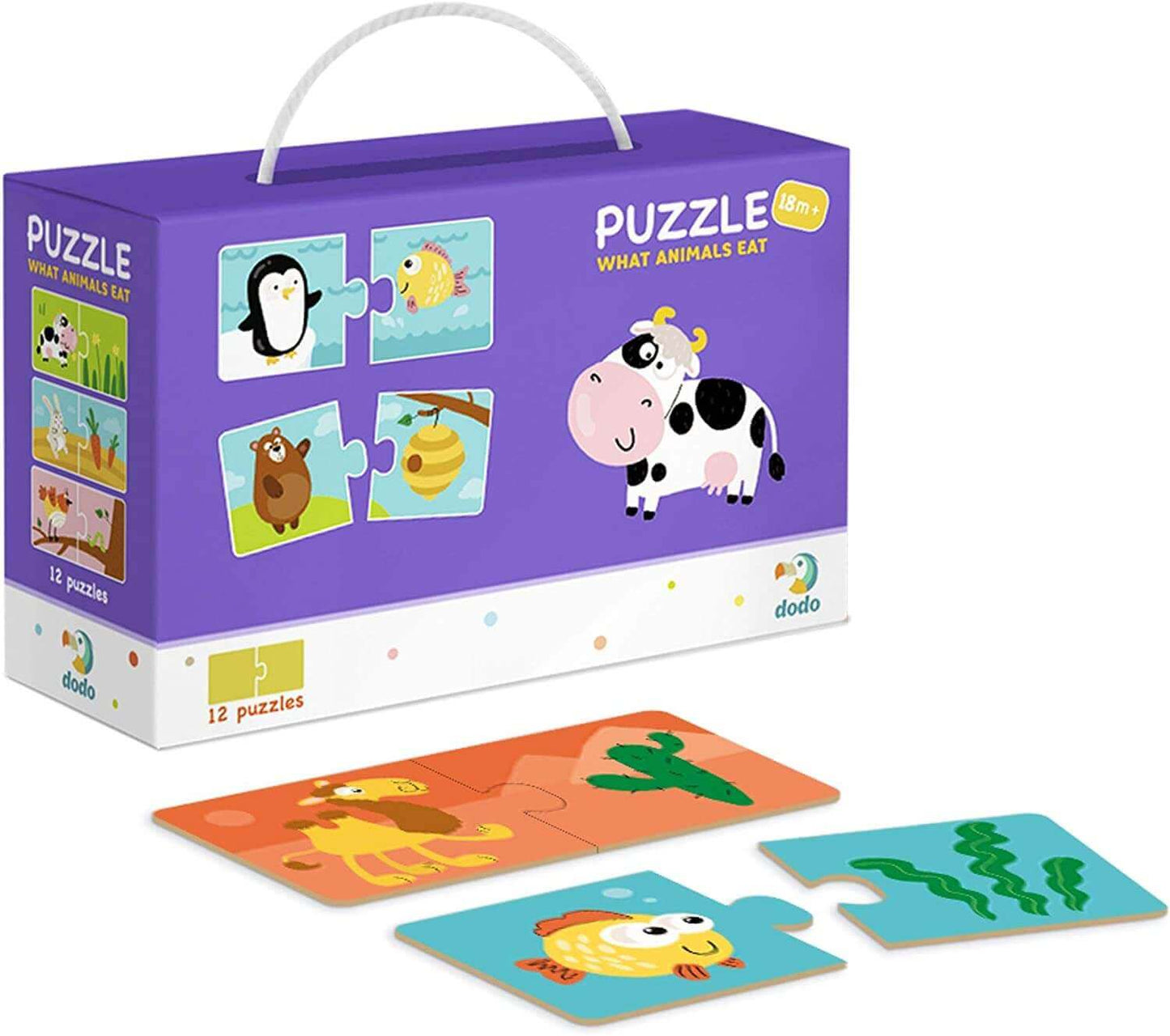 Jigsaw 2pc Puzzle, What Animals Eat 12 Puzzles, Cubika, eco-friendly Toys, Mountain Kids Toys