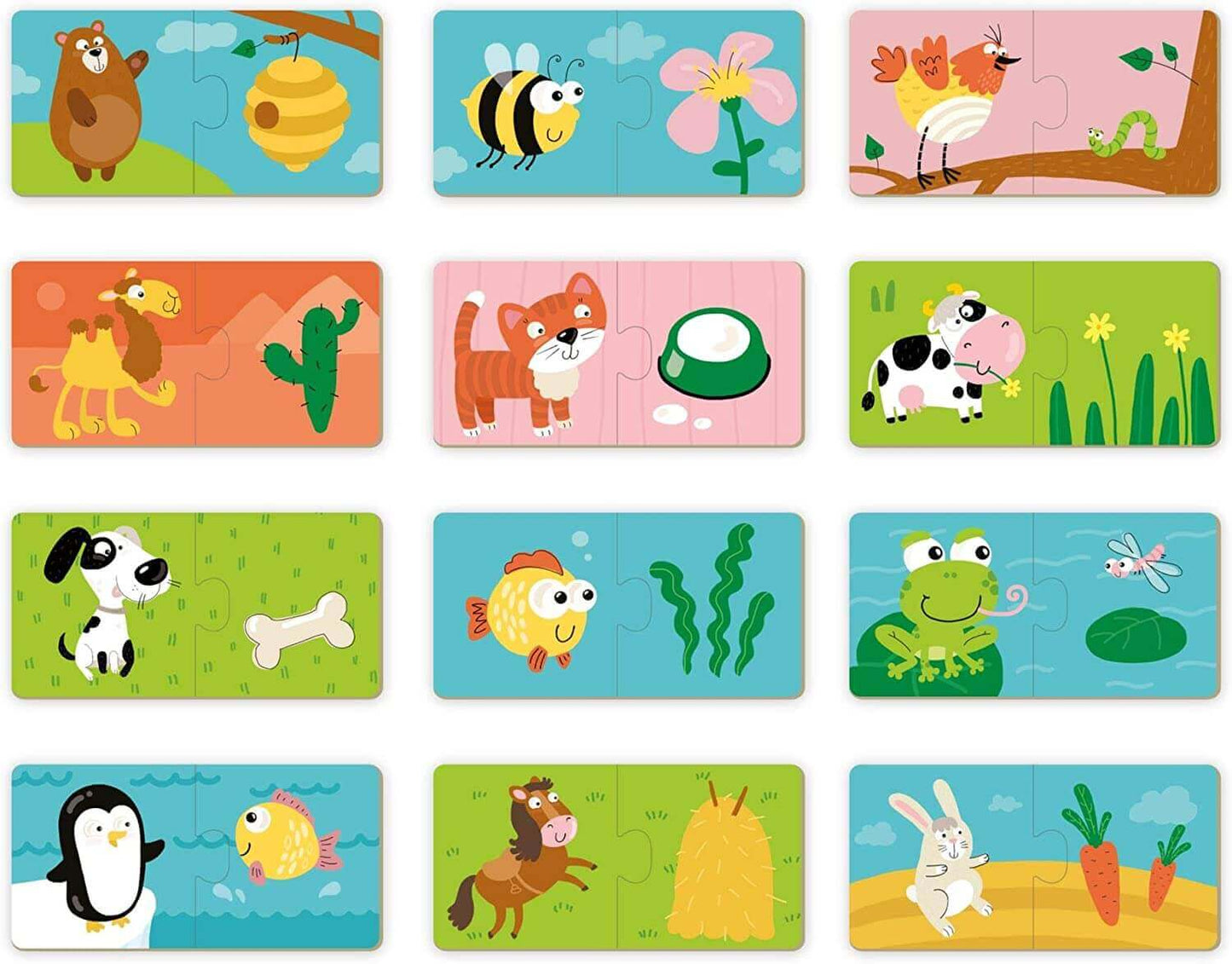 Jigsaw 2pc Puzzle, What Animals Eat 12 Puzzles, Cubika, eco-friendly Toys, Mountain Kids Toys