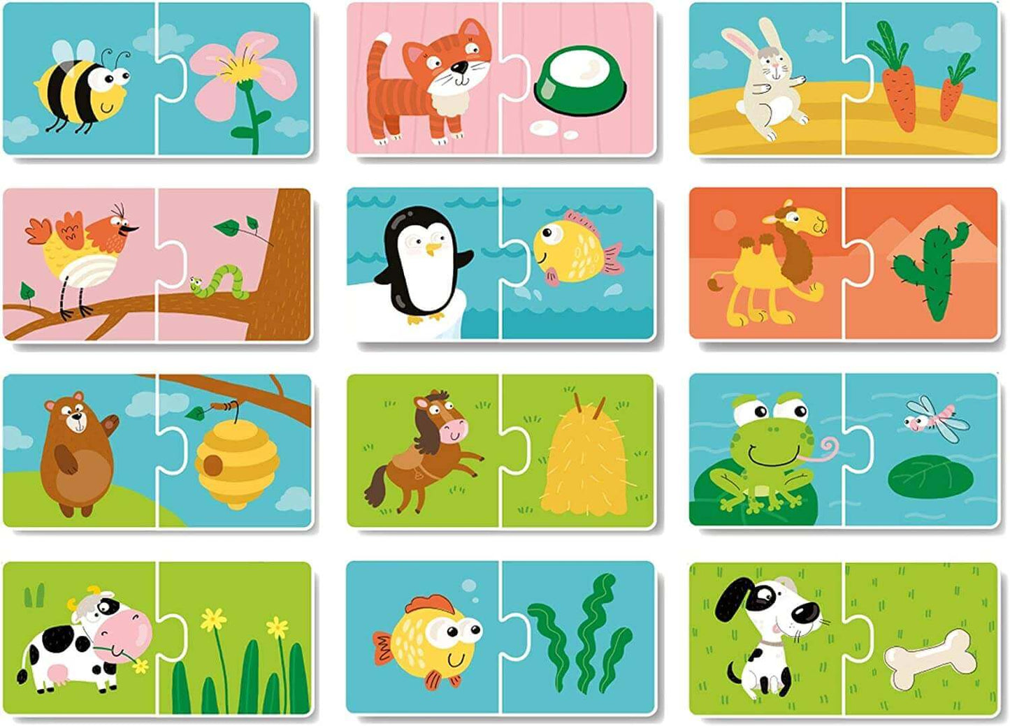Jigsaw 2pc Puzzle, What Animals Eat 12 Puzzles, Cubika, eco-friendly Toys, Mountain Kids Toys