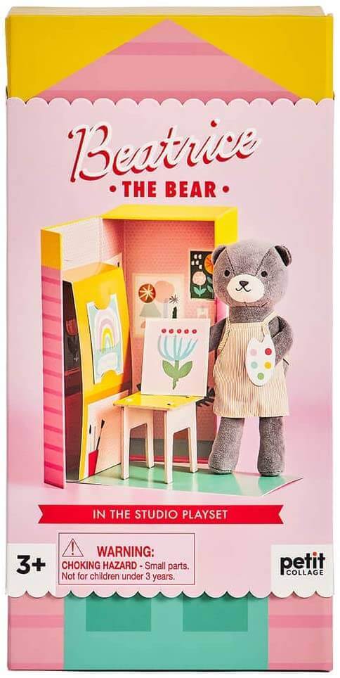 Beatrice the Bear In the Studio Plush Play Set, Petit Collage, eco-friendly Toys, Mountain Kids Toys