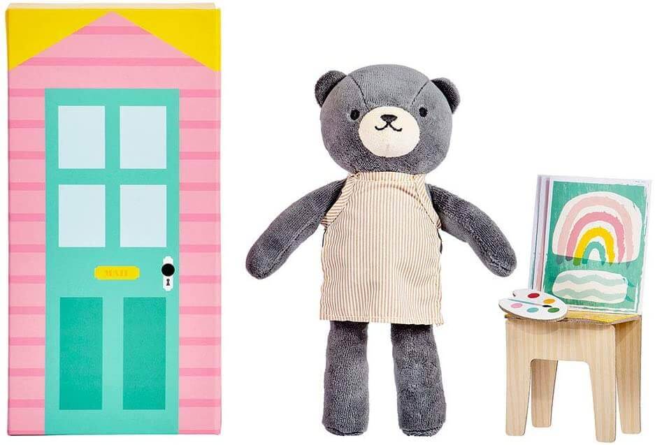 Beatrice the Bear In the Studio Plush Play Set, Petit Collage, eco-friendly Toys, Mountain Kids Toys