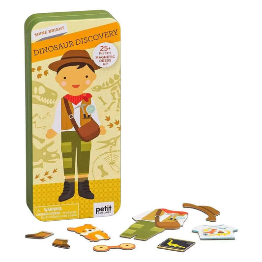 Shine Bright Dino Discovery Magnetic Dress Up, Petit Collage, eco-friendly Toys, Mountain Kids Toys