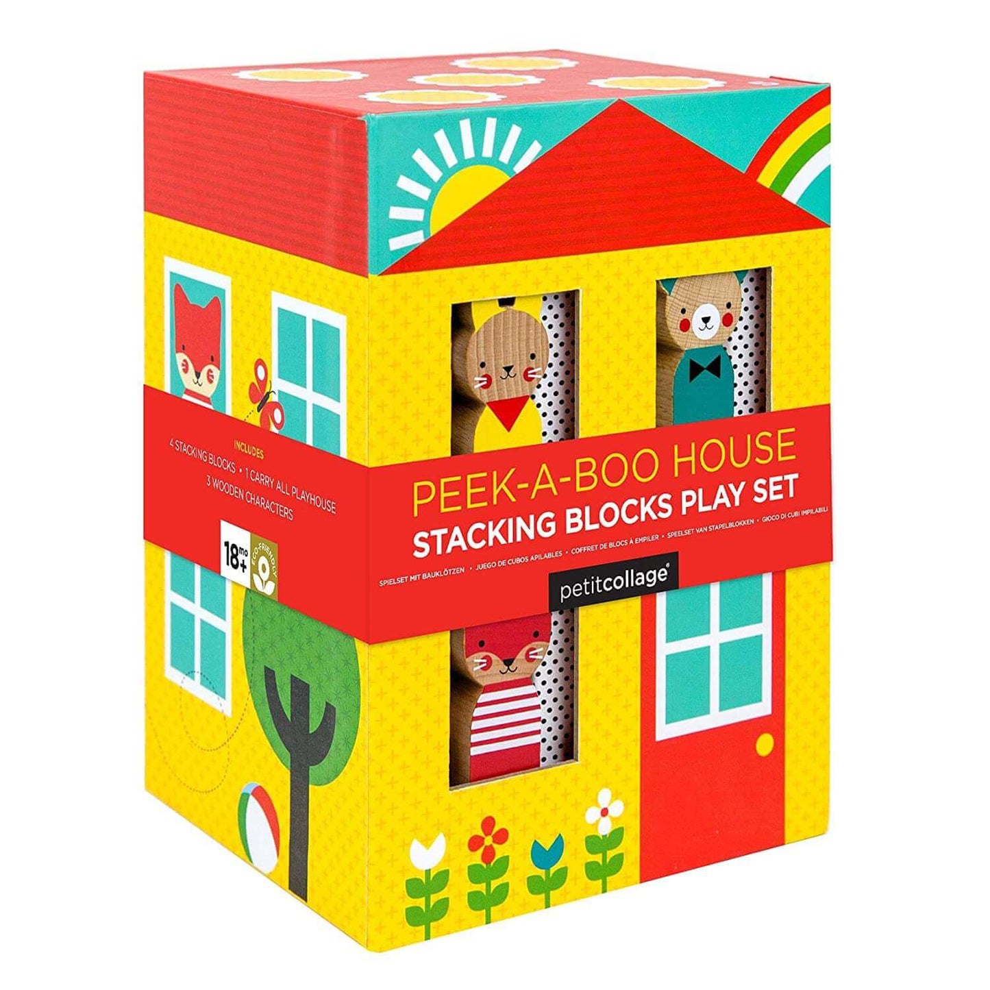 Peek-A-Boo House Stacking Blocks Play Set, Petit Collage, eco-friendly Toys, Mountain Kids Toys