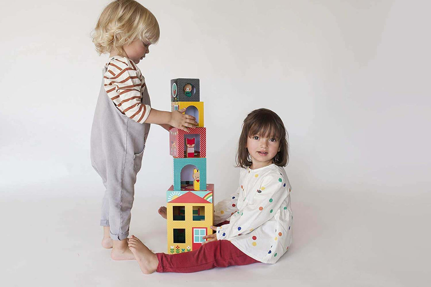 Peek-A-Boo House Stacking Blocks Play Set, Petit Collage, eco-friendly Toys, Mountain Kids Toys