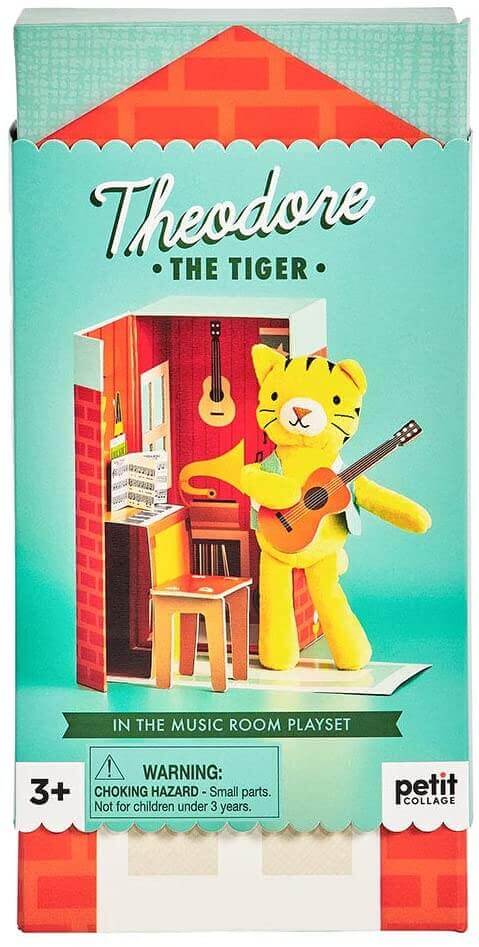 Theodore the Tiger In the Music Room Plush Play Set, Petit Collage, eco-friendly Toys, Mountain Kids Toys