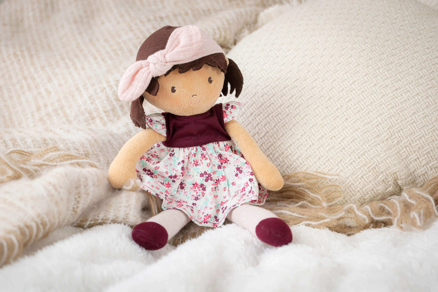 Selina - Pink Bow Doll, Tikiri Toys, eco-friendly Toys, Mountain Kids Toys