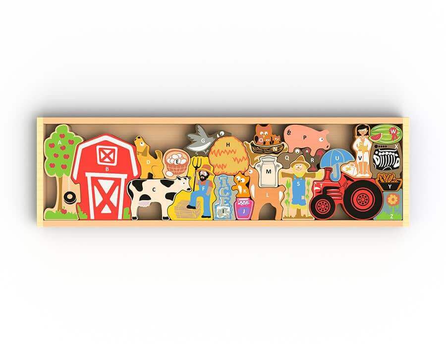 Farm A to Z Puzzle and Playset, Begin Again, eco-friendly Toys, Mountain Kids Toys