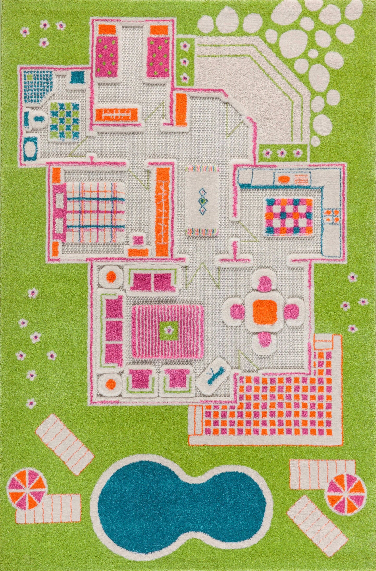Play House Green 3d Play Rug by IVI, IVI 3d Play Rugs, eco-friendly Toys, Mountain Kids Toys