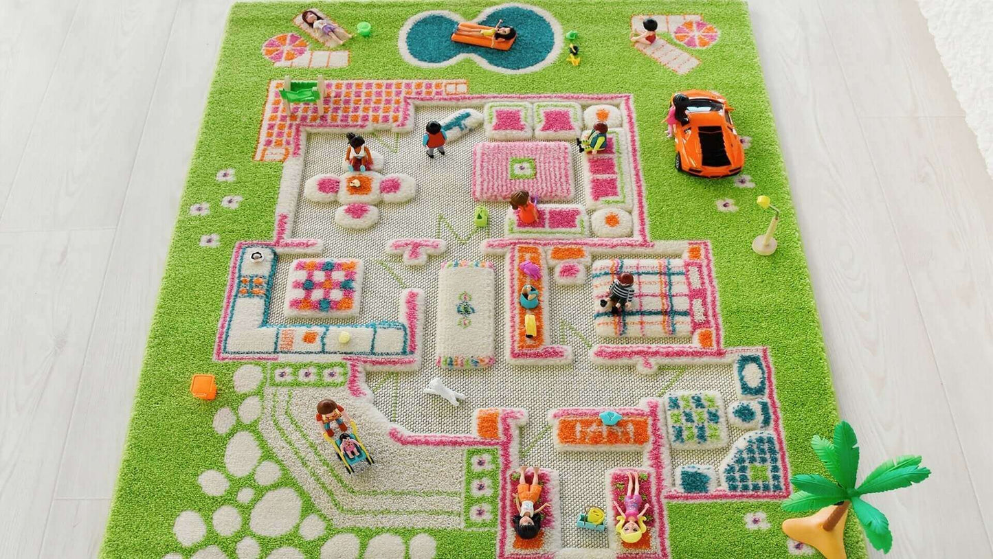 Play House Green 3d Play Rug by IVI, IVI 3d Play Rugs, eco-friendly Toys, Mountain Kids Toys