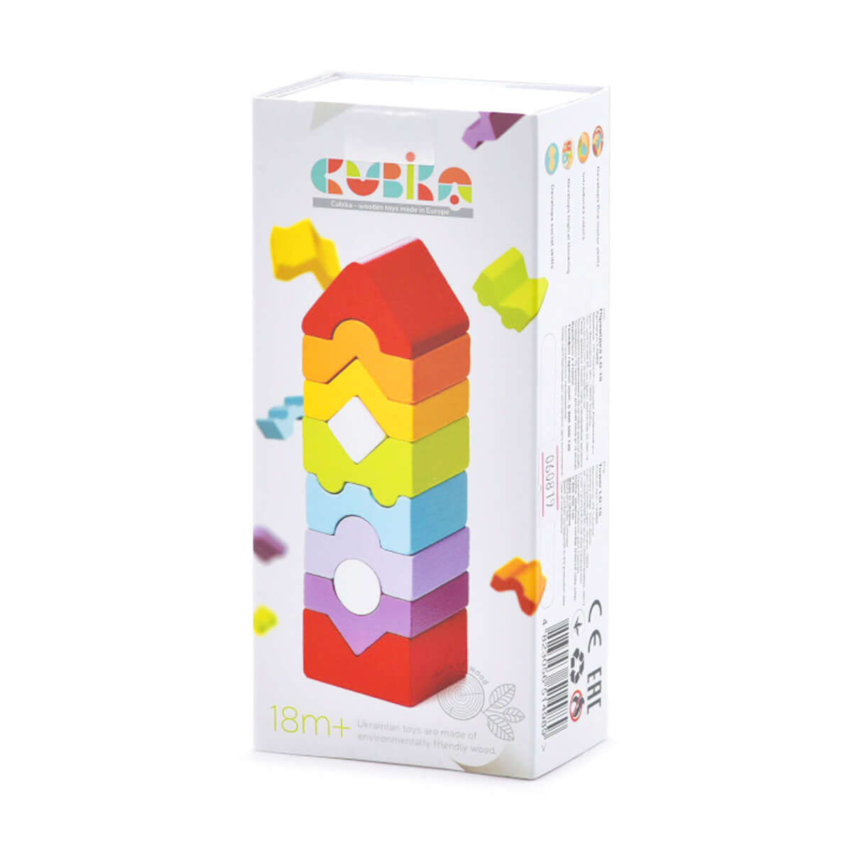Wooden Tower 10c Stacker, Cubika, eco-friendly Toys, Mountain Kids Toys