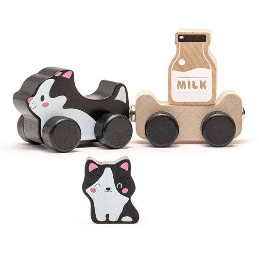 Clever Kitties Wooden Train, Cubika, eco-friendly Toys, Mountain Kids Toys