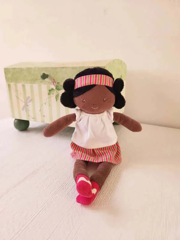 Amy Doll with Black Hair, Tikiri Toys, eco-friendly Toys, Mountain Kids Toys