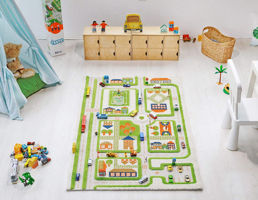 Traffic Green 3d Play Rug by IVI