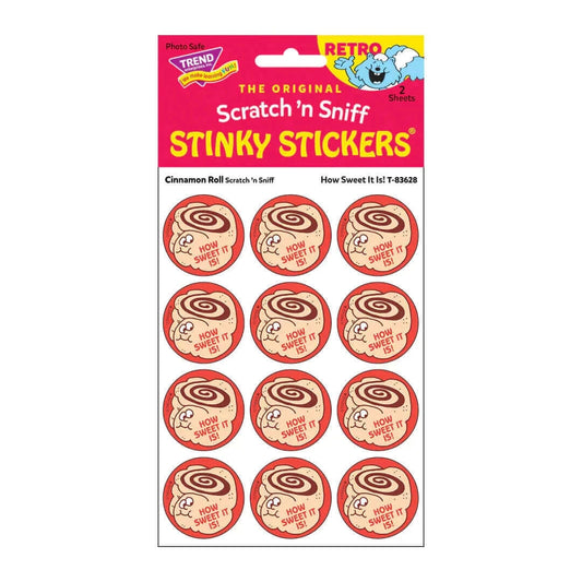 "How Sweet It Is" Cinnamon Roll Retro Scratch 'n Sniff Stinky Stickers 24ct