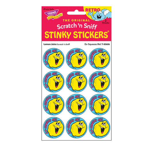 "Ex-Squeeze Me!" Lemon Retro Scratch 'n Sniff Stinky Stickers 24ct