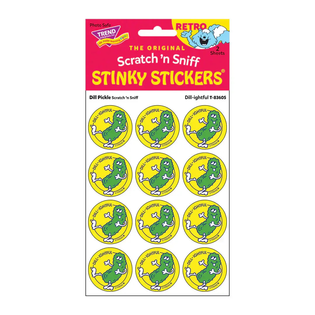 "Dill-ightful" Pickle Retro Scratch 'n Sniff Stinky Stickers 24ct