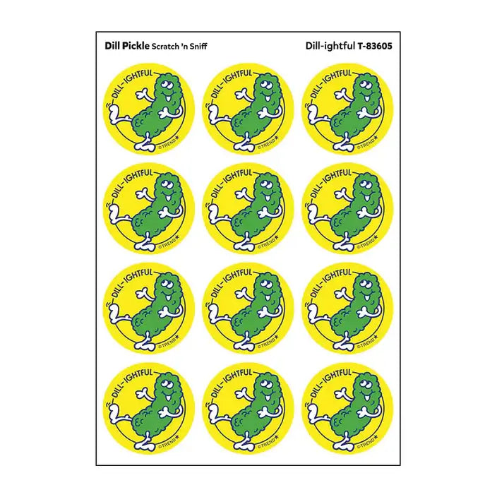 "Dill-ightful" Pickle Retro Scratch 'n Sniff Stinky Stickers 24ct