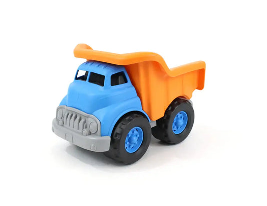 Eco-friendly Dump Truck in Blue and Orange made from recycled plastic, featuring durable and safe design with a workable dumper.