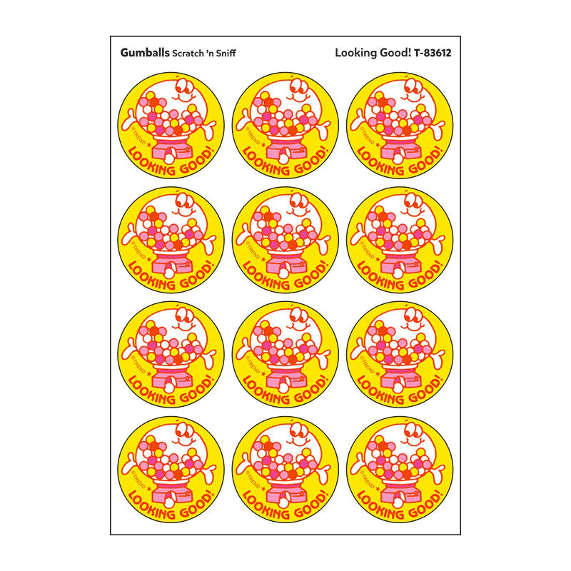"Lookin Good" Gumball Retro Scratch 'n Sniff Stinky Stickers 24ct