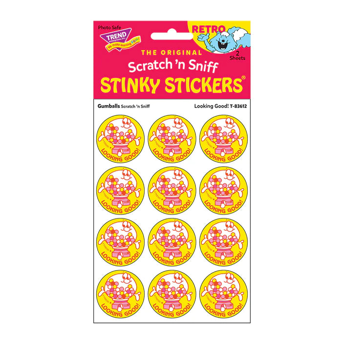 "Lookin Good" Gumball Retro Scratch 'n Sniff Stinky Stickers 24ct