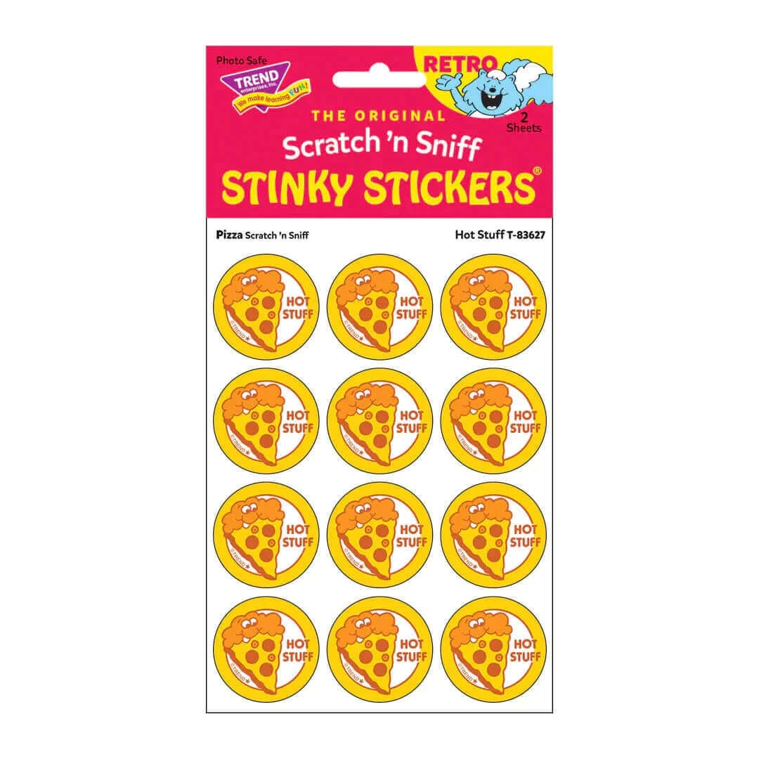 "Hot Stuff" Pizza Retro Scratch 'n Sniff Stinky Stickers 24ct