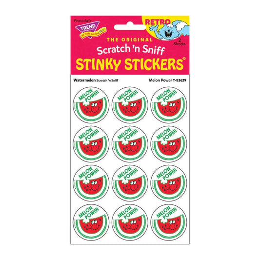 "Melon Power" Watermelon Retro Scratch 'n Sniff Stinky Stickers 24ct
