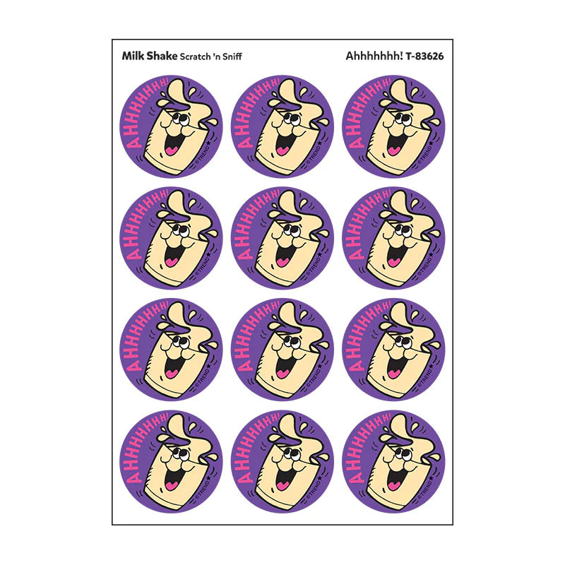 "AHH!" Milkshake Scent Retro Scratch 'n Sniff Stinky Stickers 24ct