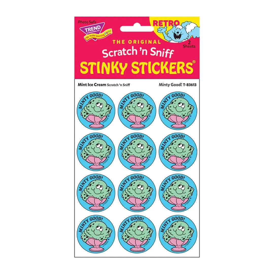 "Minty Good" Mint Ice Cream Stinky Stickers 24ct, Stinky Stickers, eco-friendly Toys, Mountain Kids Toys