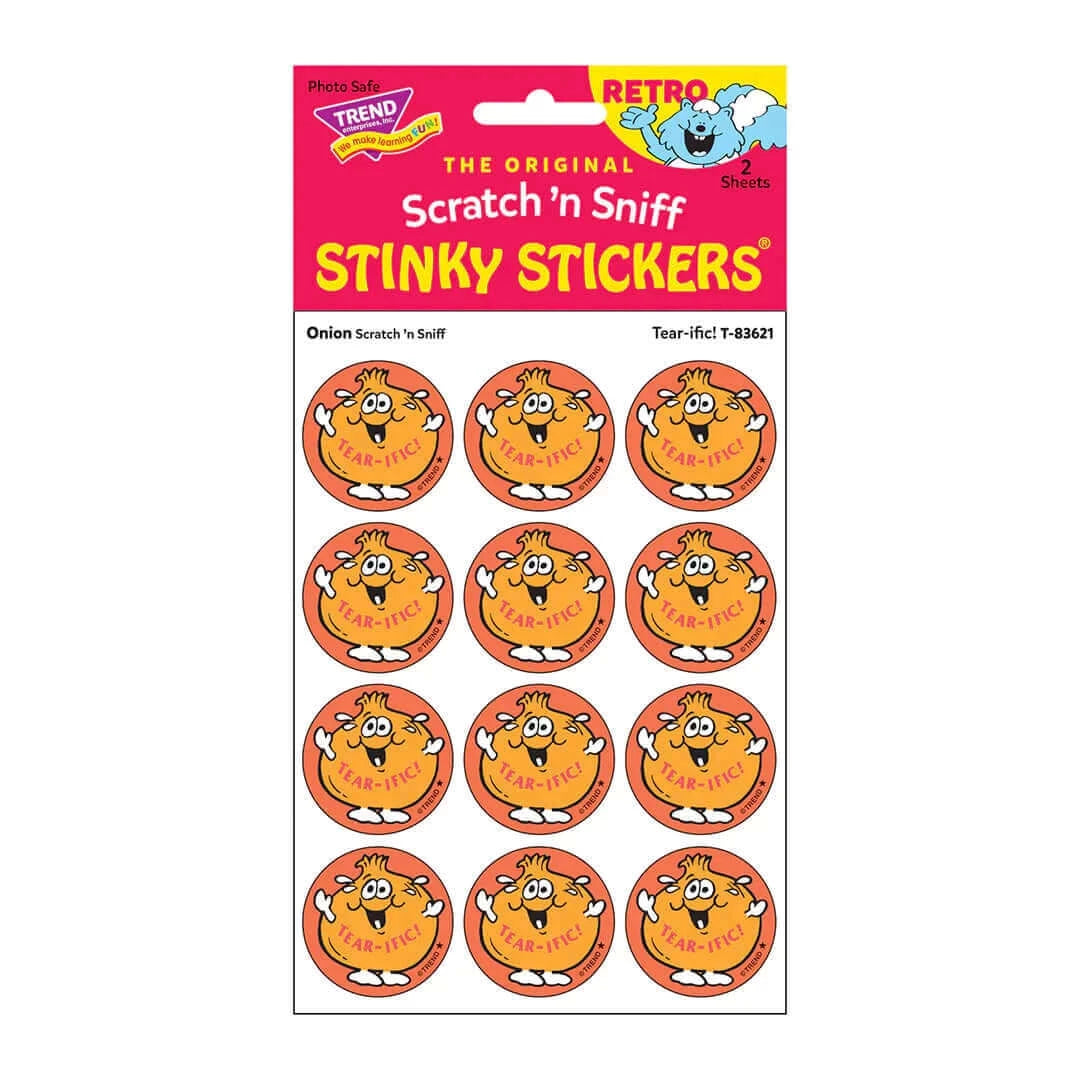 "Tear-ific" Onion Stinky Stickers 24ct, Stinky Stickers, eco-friendly Toys, Mountain Kids Toys