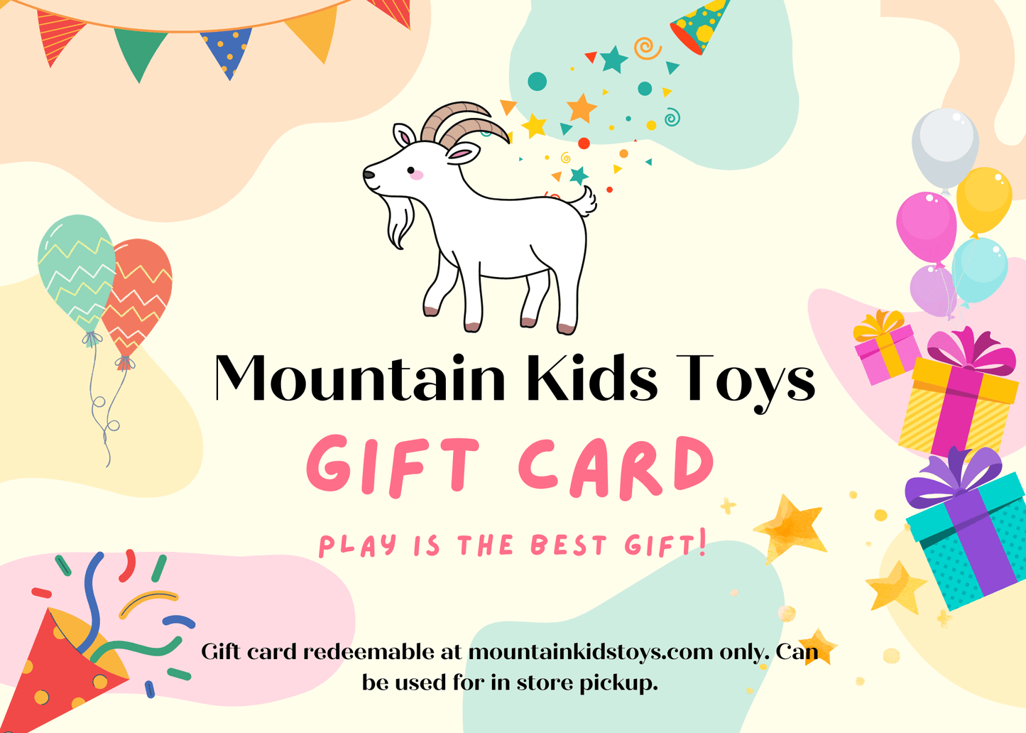 Mountain Kids Gift Card, Mountain Kids Toys, eco-friendly , Mountain Kids Toys