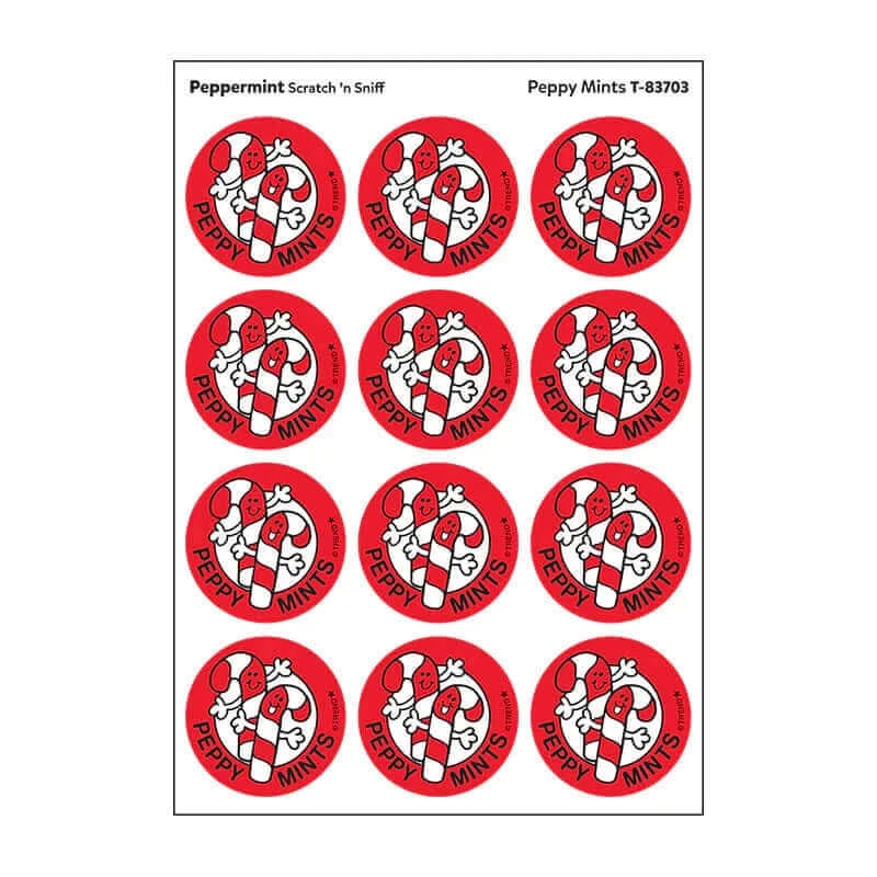 "Peppy Mints" Peppermint Retro Scratch 'n Sniff Stinky Stickers 24ct