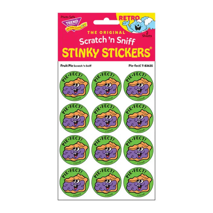 "Pie-fect" Fruit Pie Scent Retro Scratch 'n Sniff Stinky Stickers 24ct