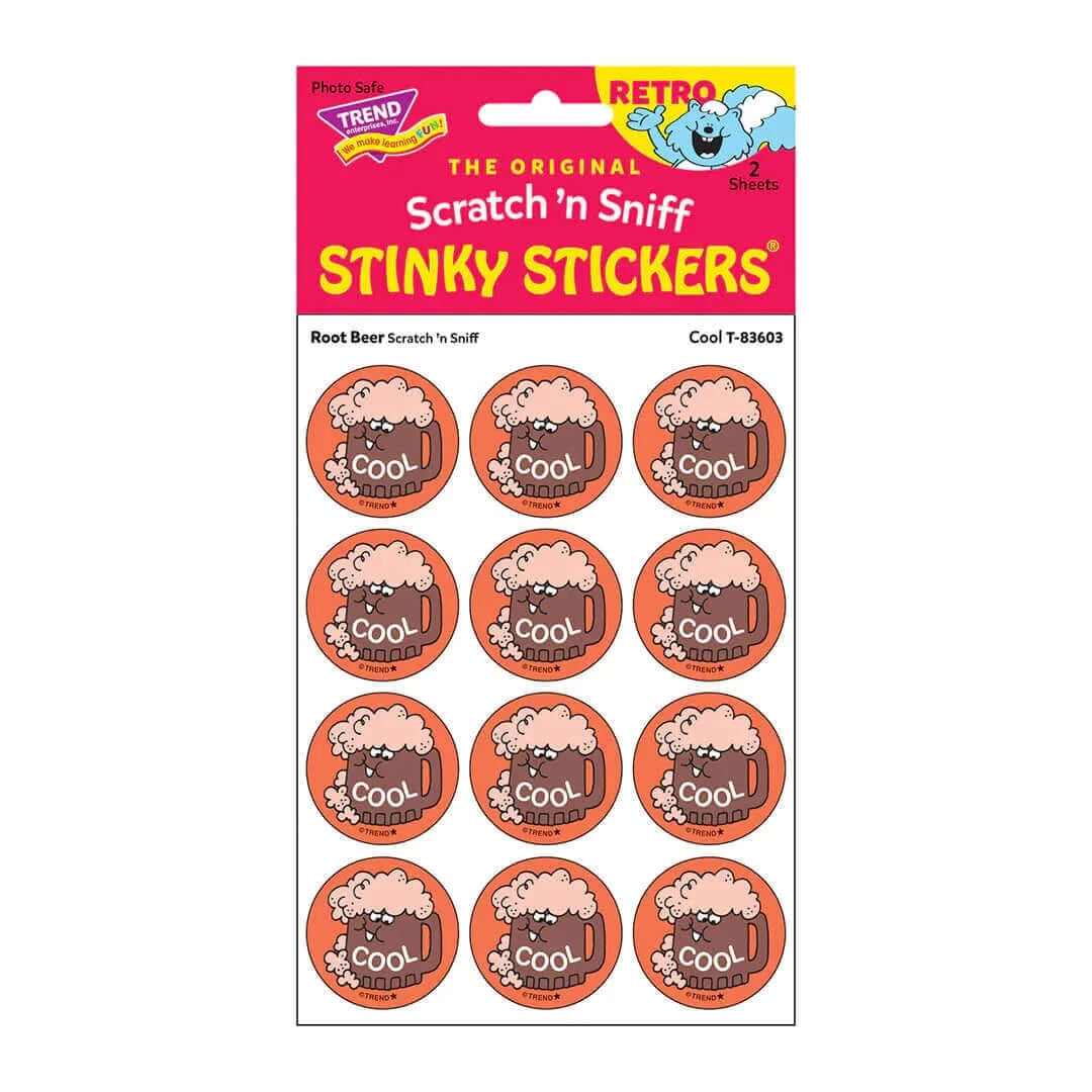 "Cool" Root Beer Stinky Stickers 24ct, Stinky Stickers, eco-friendly Toys, Mountain Kids Toys