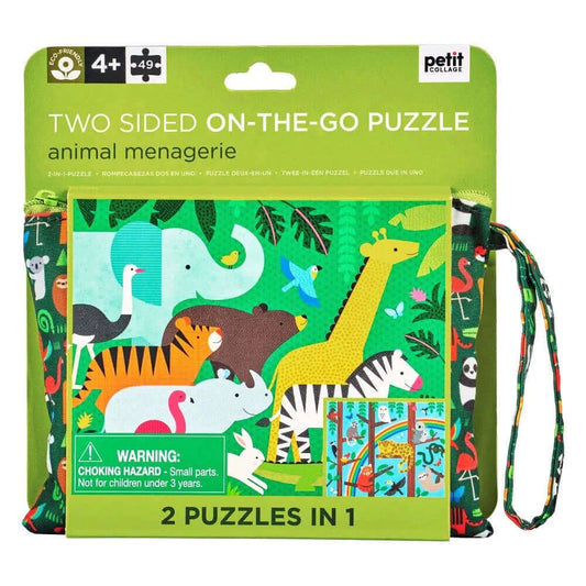Animal Menagerie Two-Sided Travel Puzzle