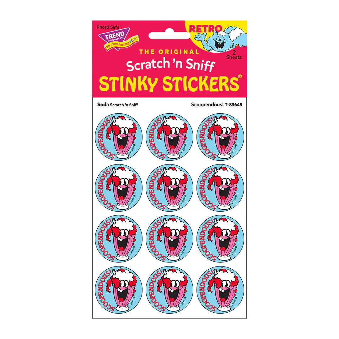 Scoopendous Strawberry Soda Retro Scratch 'n Sniff Stinky Stickers 24ct