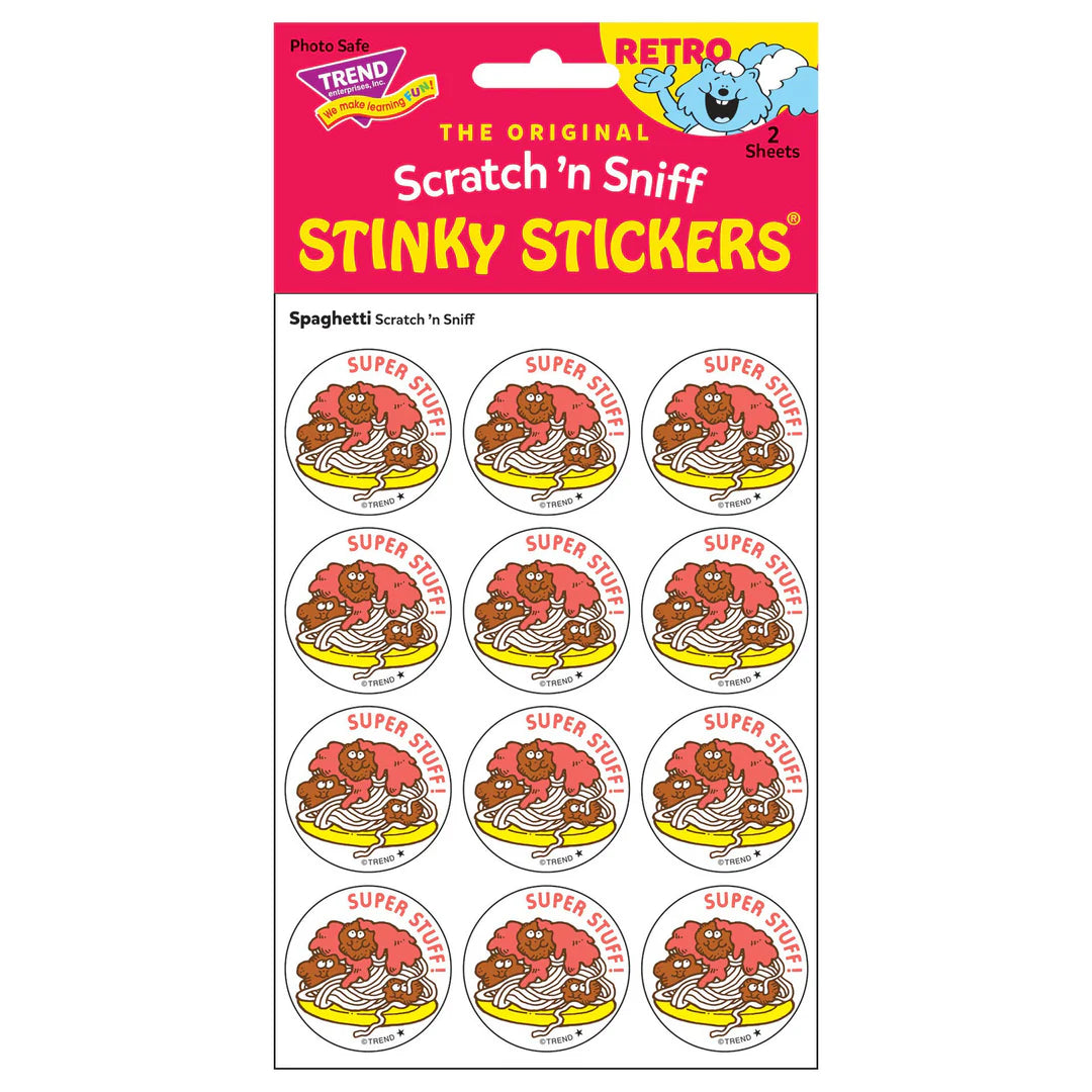 Super Stuff Spaghetti Retro Scratch 'n Sniff Stinky Stickers 24ct