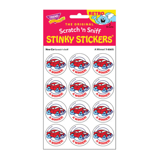 A Winner! New Car Retro Scratch 'n Sniff Stinky Stickers 24ct
